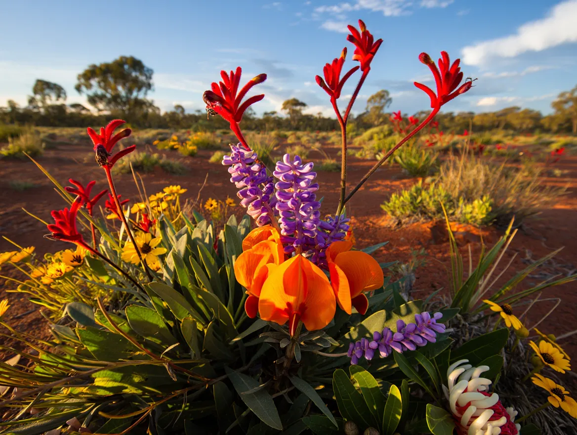 Vibrant Australian native wildflowers in bloom